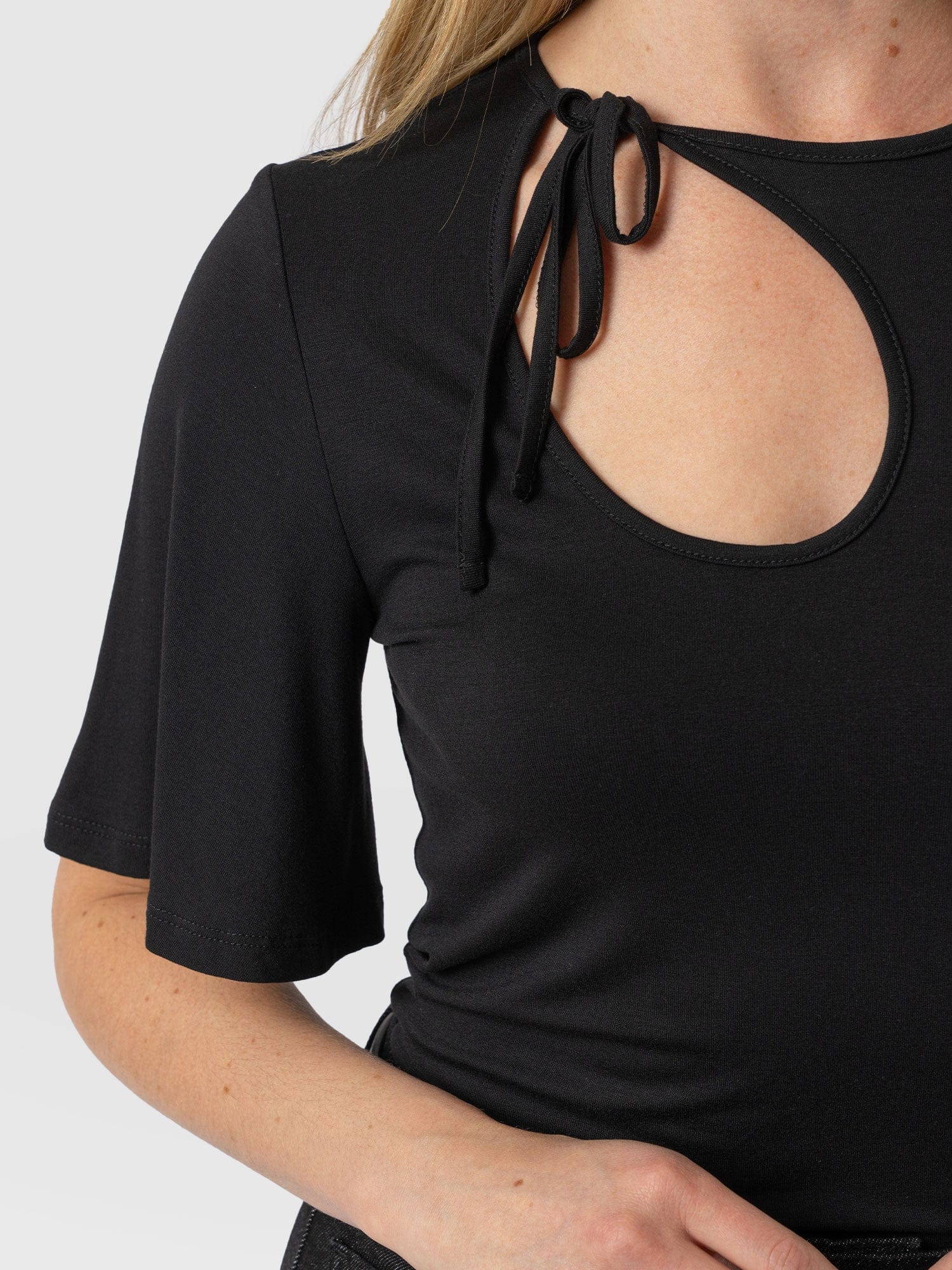 Freya Tie Tee - Black - Women's T-Shirts | Saint + Sofia® USA
