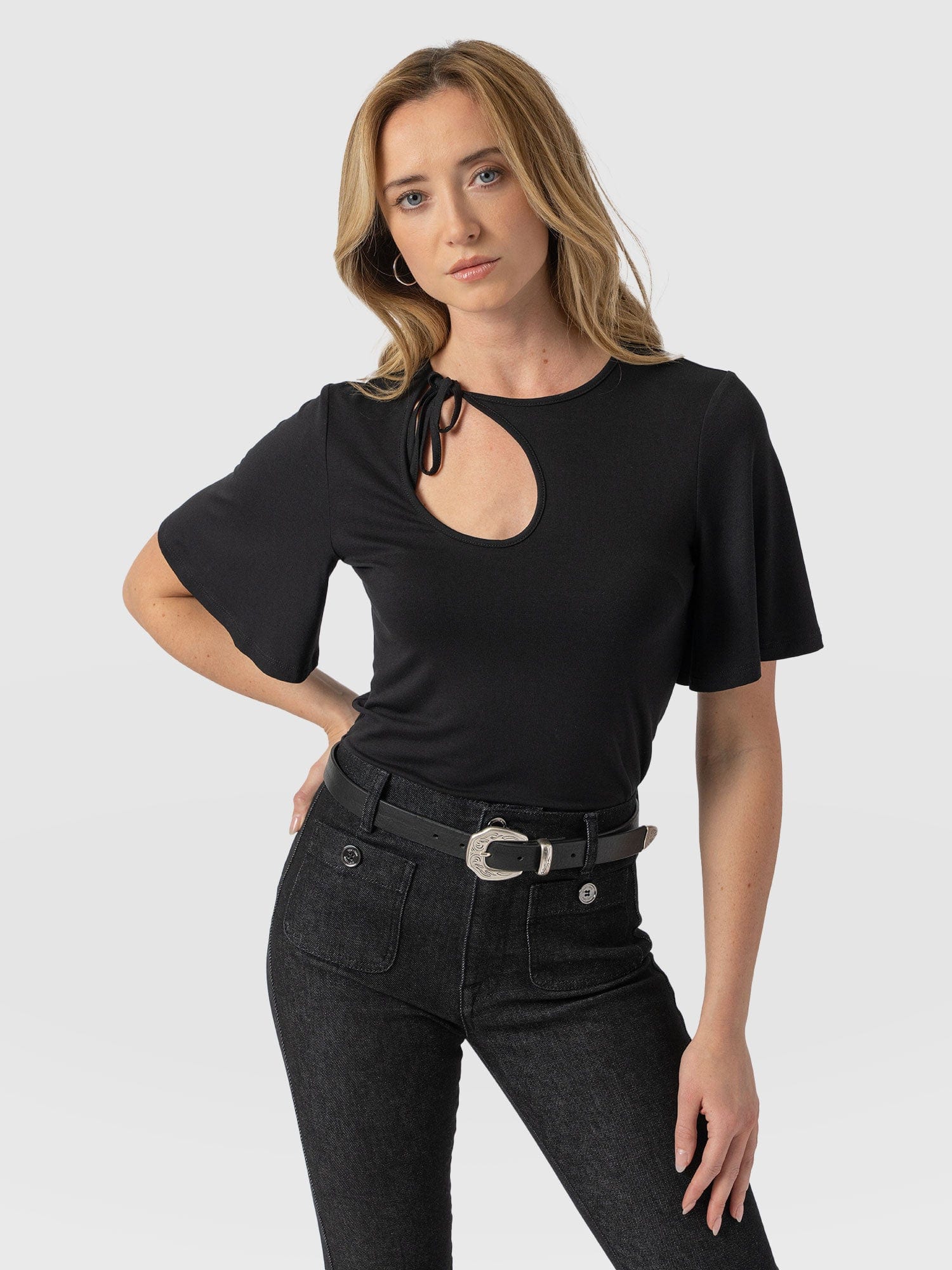 Freya Tie Tee - Black - Women's T-Shirts | Saint + Sofia® USA
