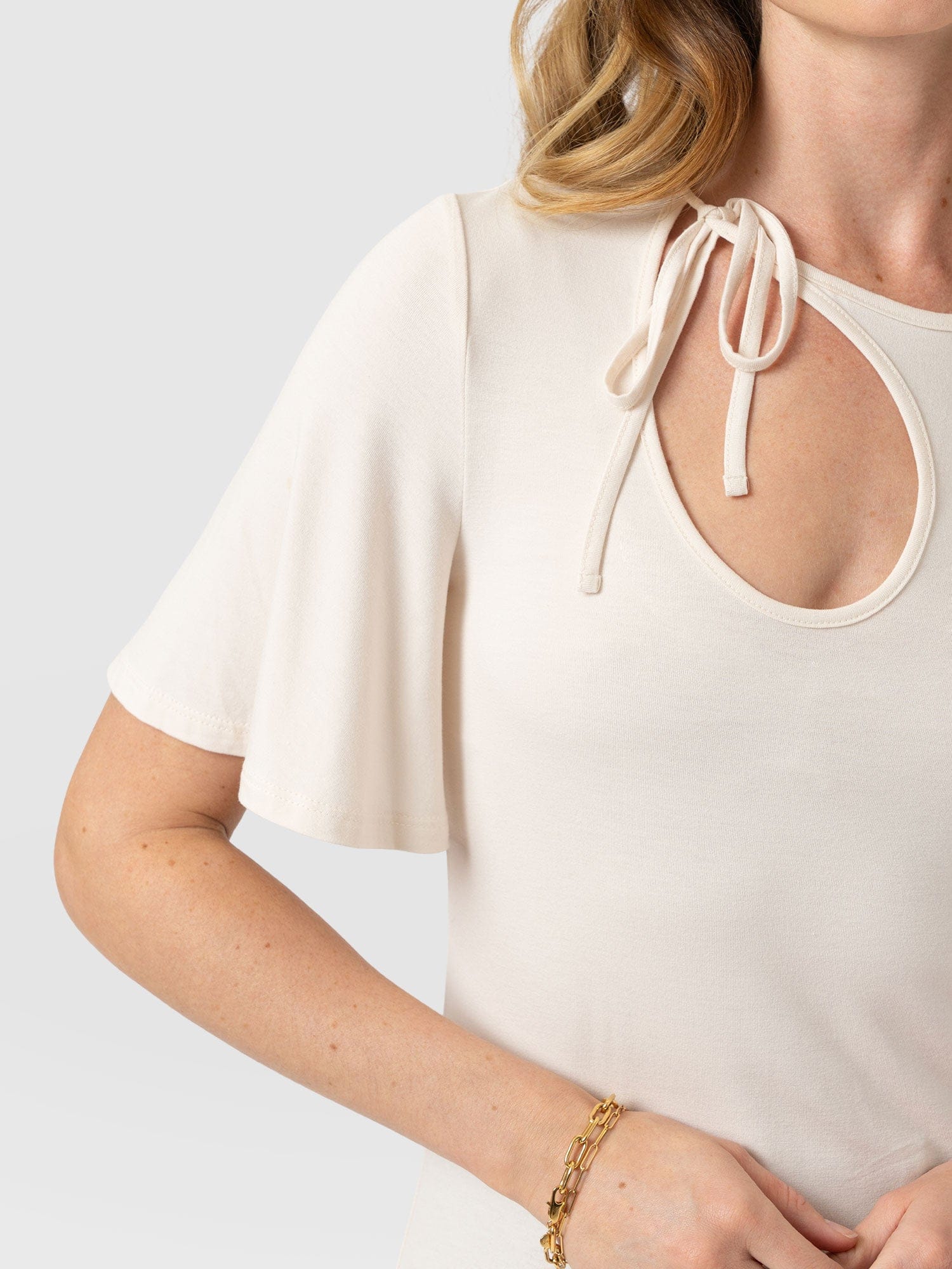 Freya Tie Tee - Cream - Women's T-shirts | Saint + Sofia® USA