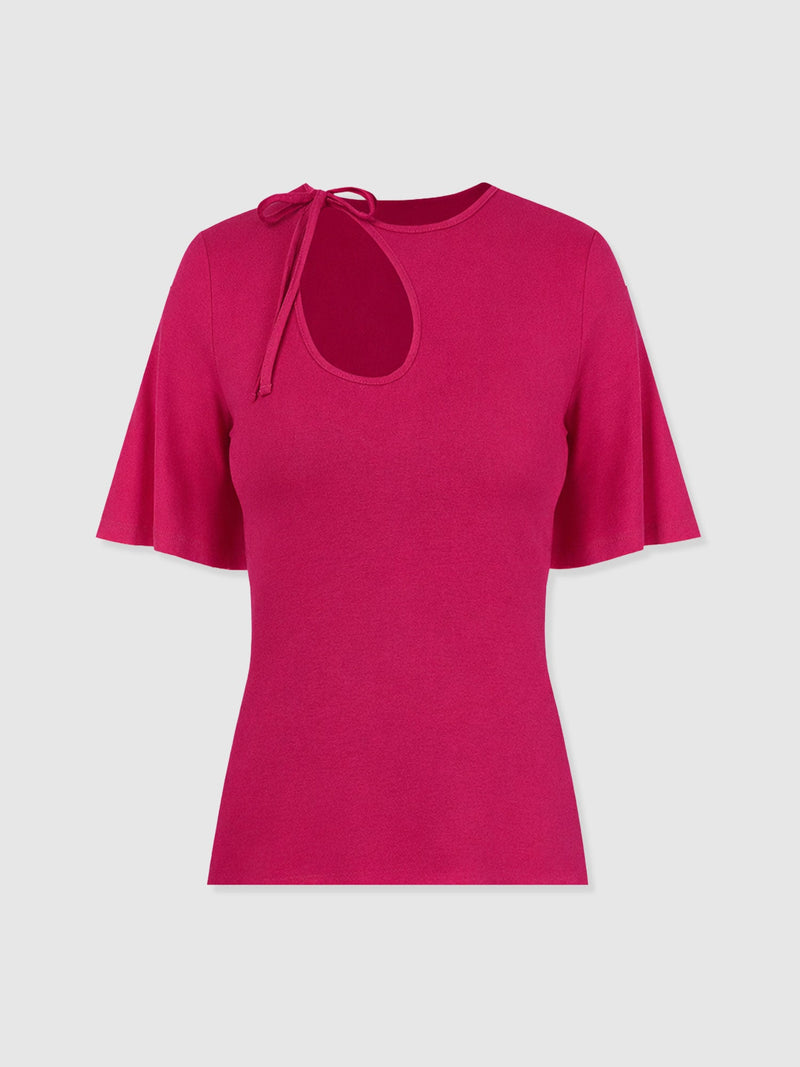 Freya Tie Tee - Fuchsia Pink - Women's T-shirts | Saint + Sofia® USA
