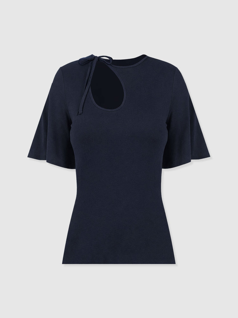 Freya Tie Tee - Navy - Women's T-shirts | Saint + Sofia® USA