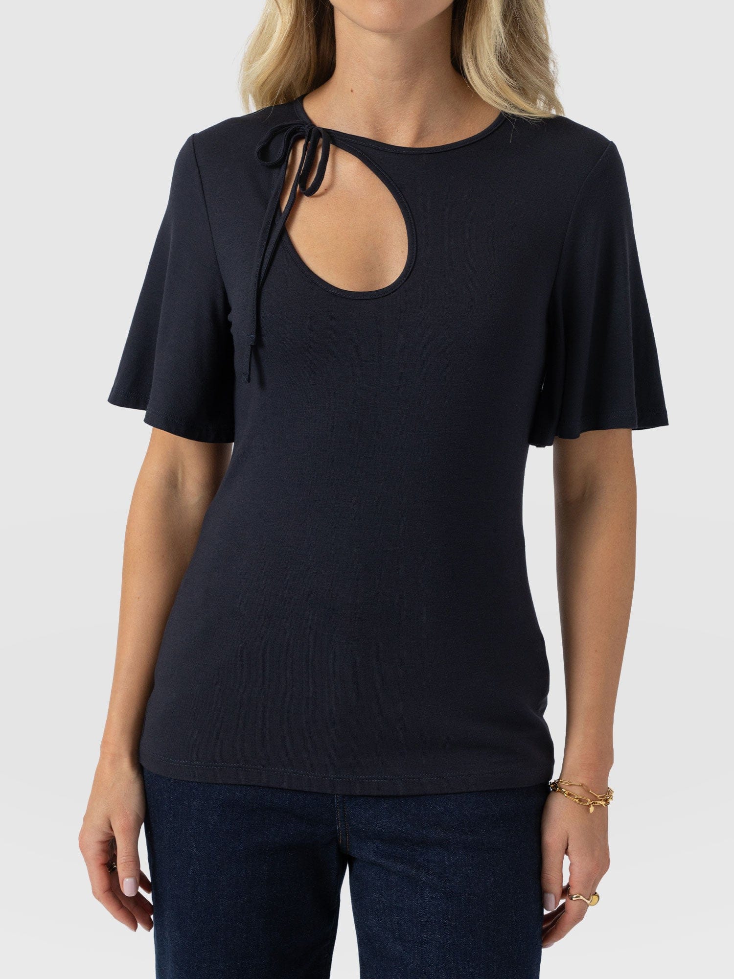 Freya Tie Tee - Navy - Women's T-shirts | Saint + Sofia® USA