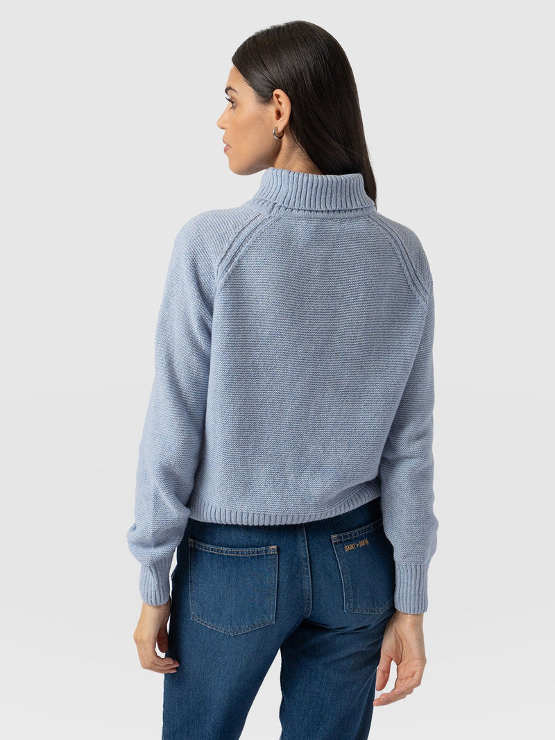 Glen Cable Knit sweater Blue - Women's Sweaters | Saint + Sofia® USA