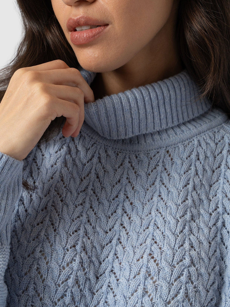 Glen Cable Knit sweater Blue - Women's Sweaters | Saint + Sofia® USA