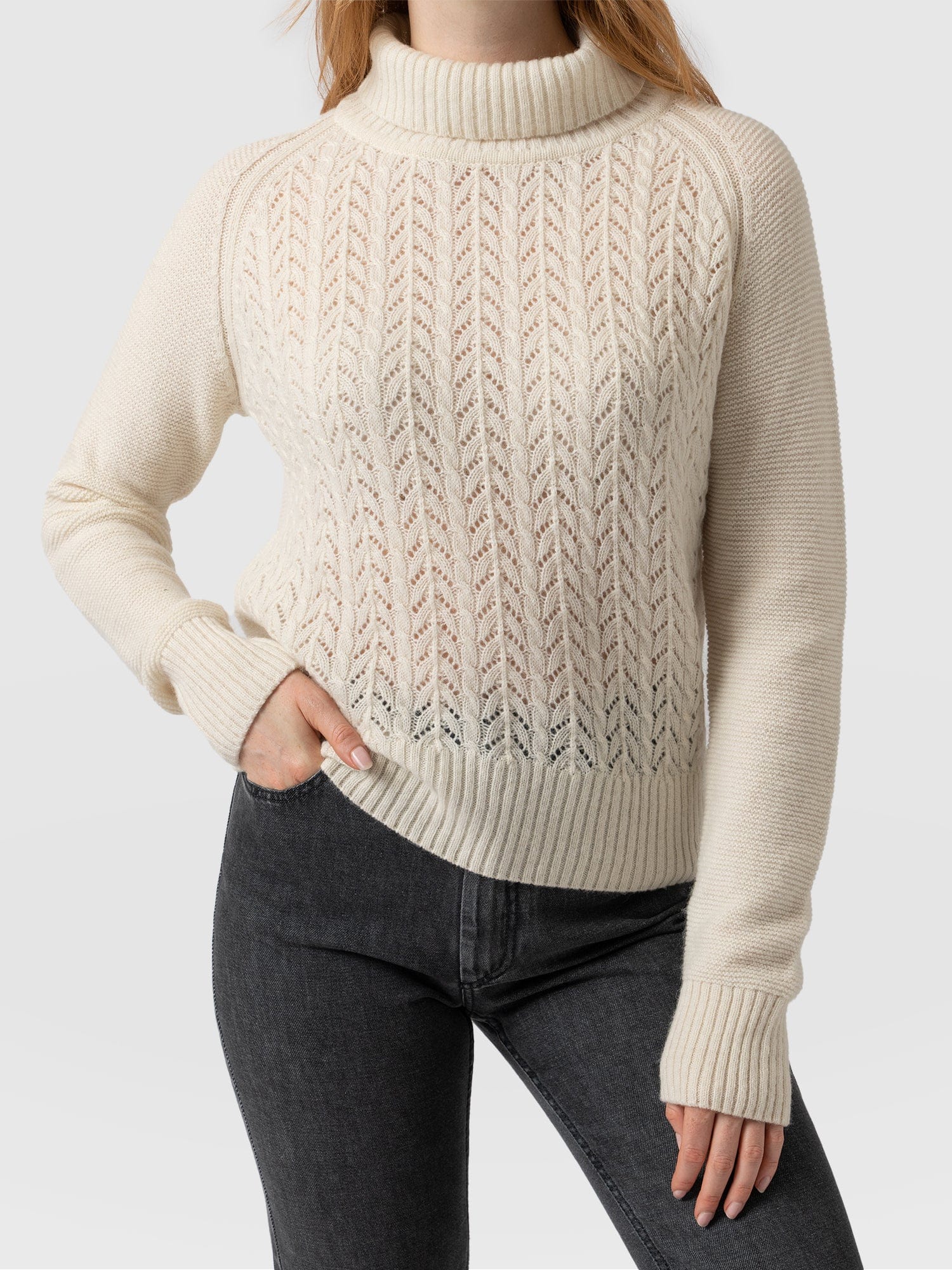 Glen Cable Knit sweater Cream - Women's Sweaters | Saint + Sofia® USA