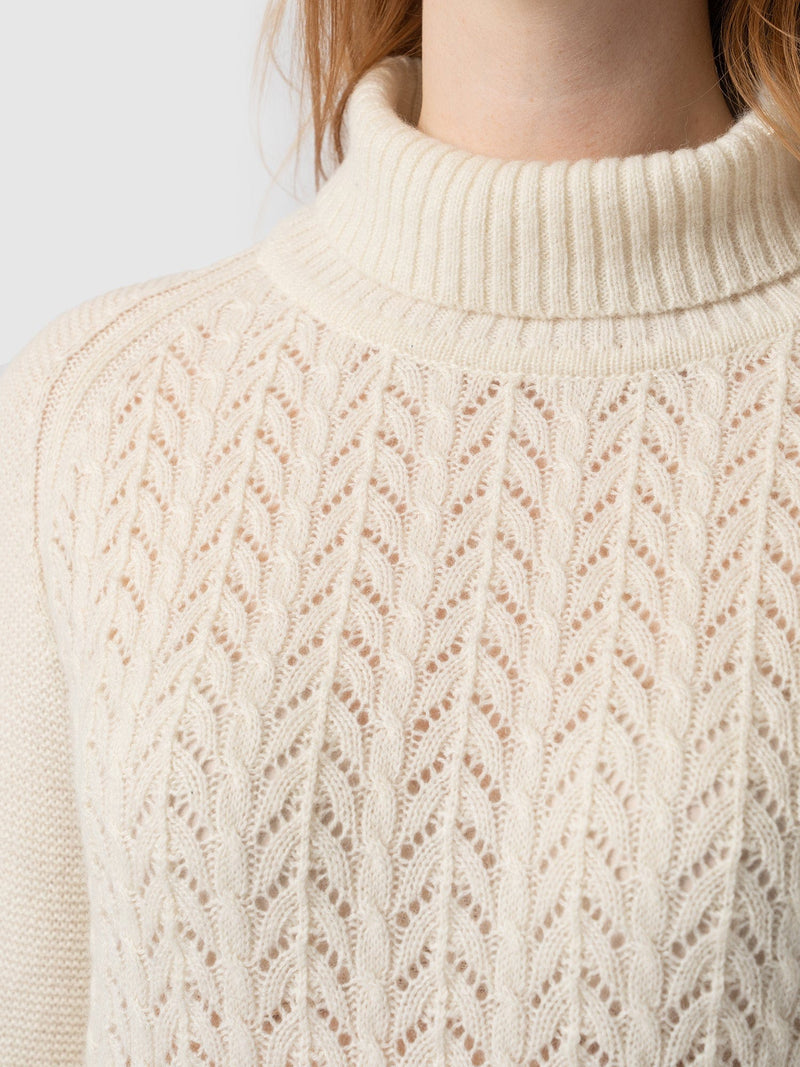 Glen Cable Knit sweater Cream - Women's Sweaters | Saint + Sofia® USA