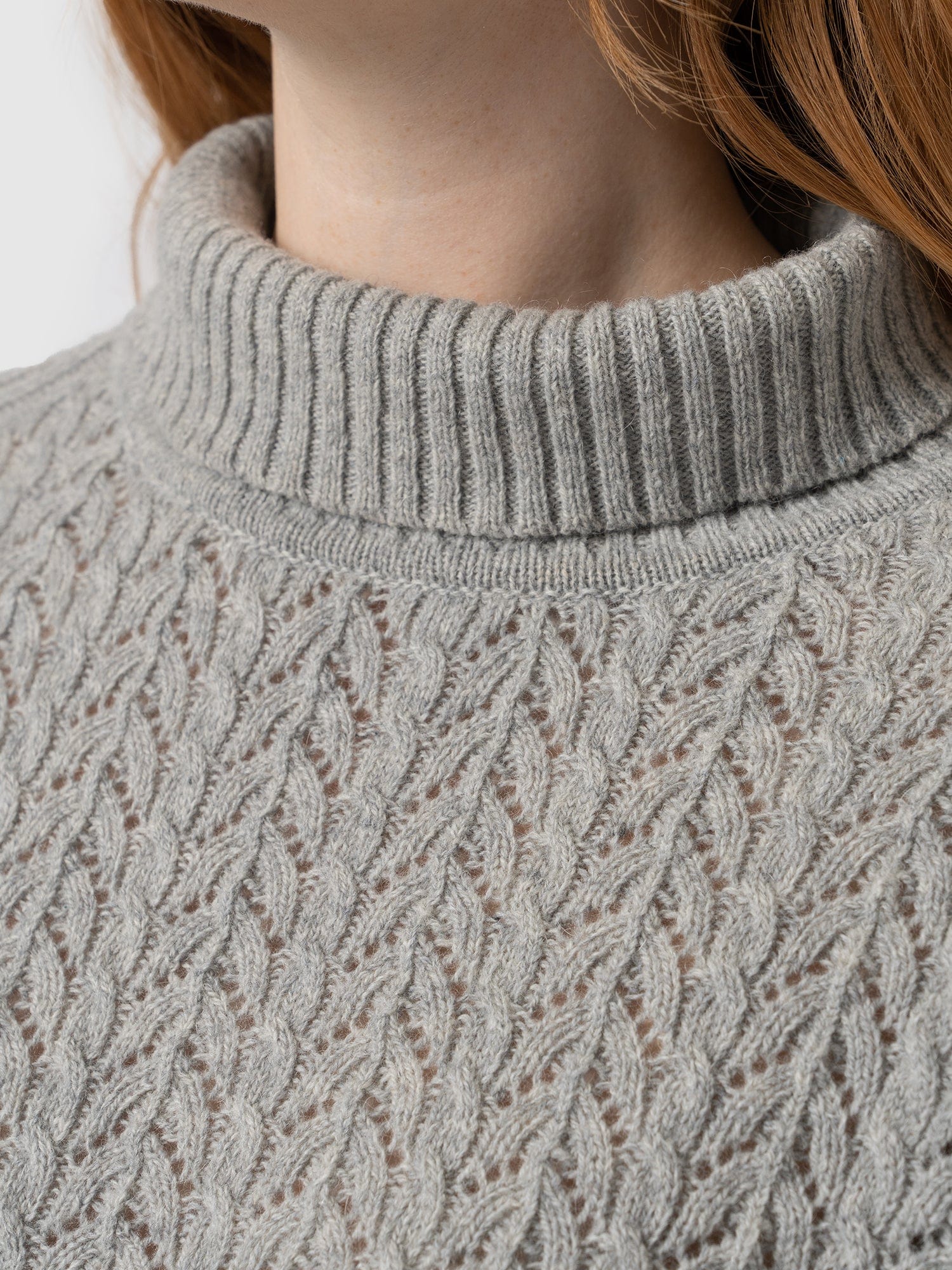 Glen Cable Knit Sweater Grey Melange - Women's Sweaters | Saint + Sofia® USA