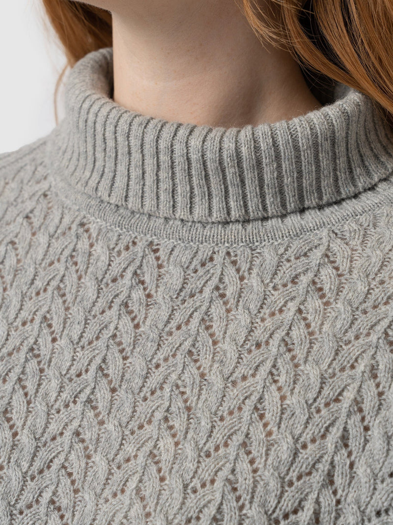 Rib-knit Tights - Gray melange - Ladies