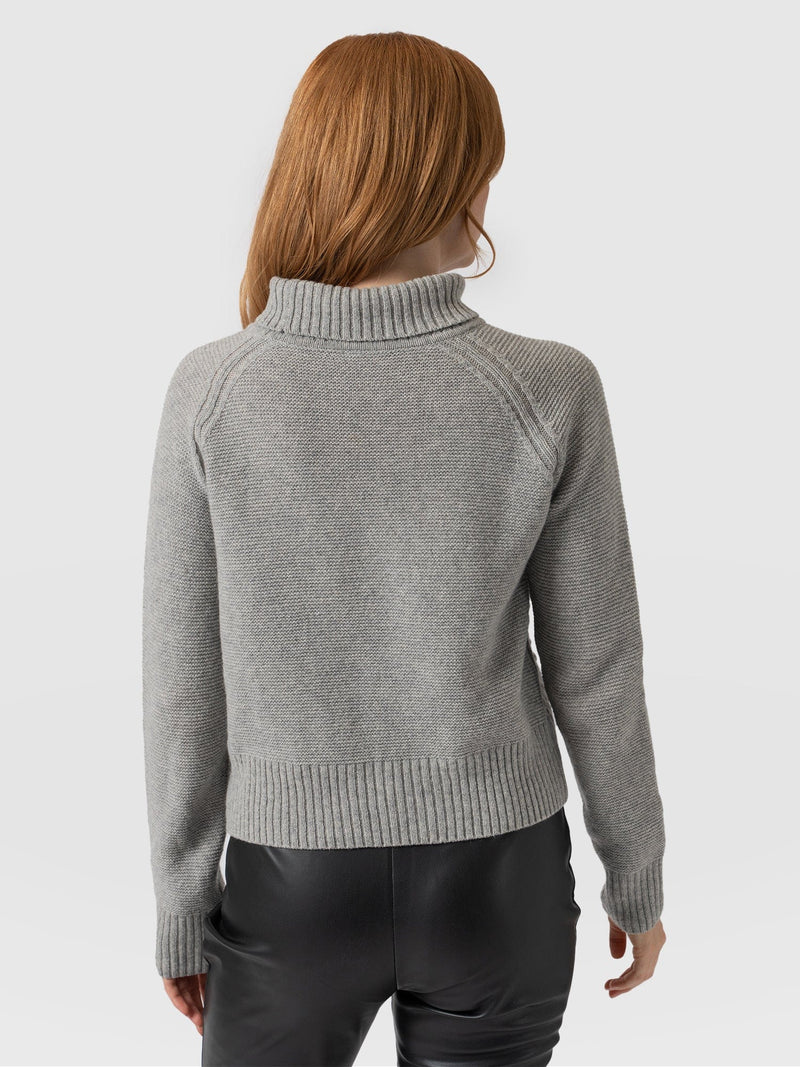 Glen Cable Knit Sweater Grey Melange - Women's Sweaters | Saint + Sofia® USA