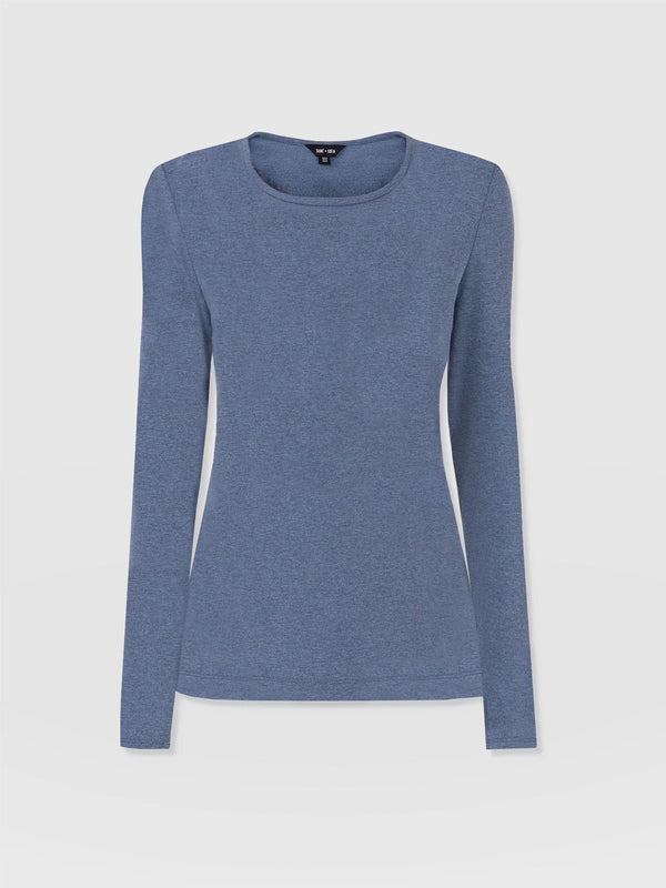 Glen Crew Neck Tee Blue Melange - Women's Tops | Saint + Sofia® US