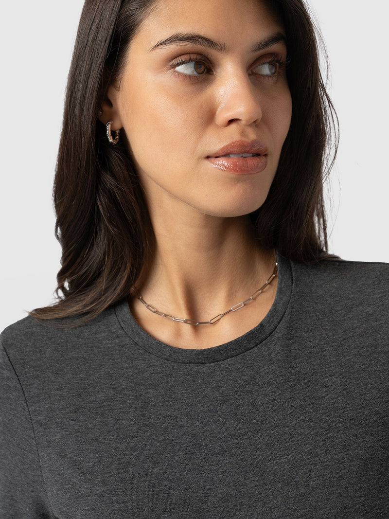 Glen Crew Neck Tee Charcoal - Women's Tops | Saint + Sofia® US