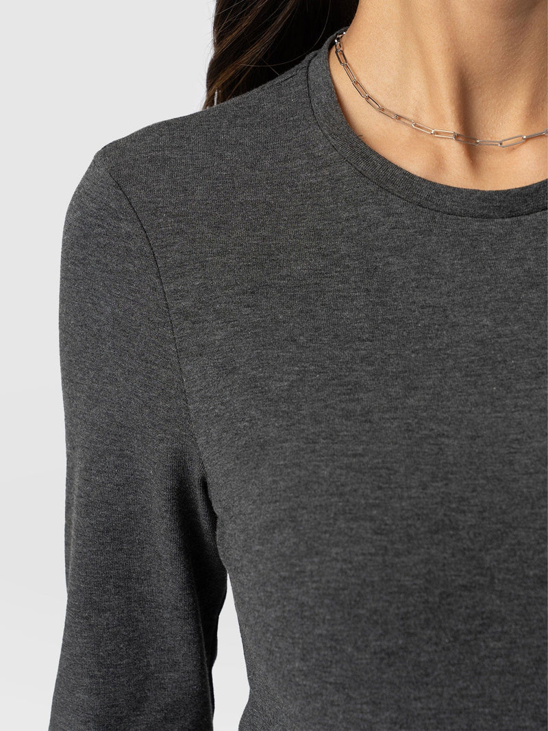 Glen Crew Neck Tee Charcoal - Women's Tops | Saint + Sofia® US