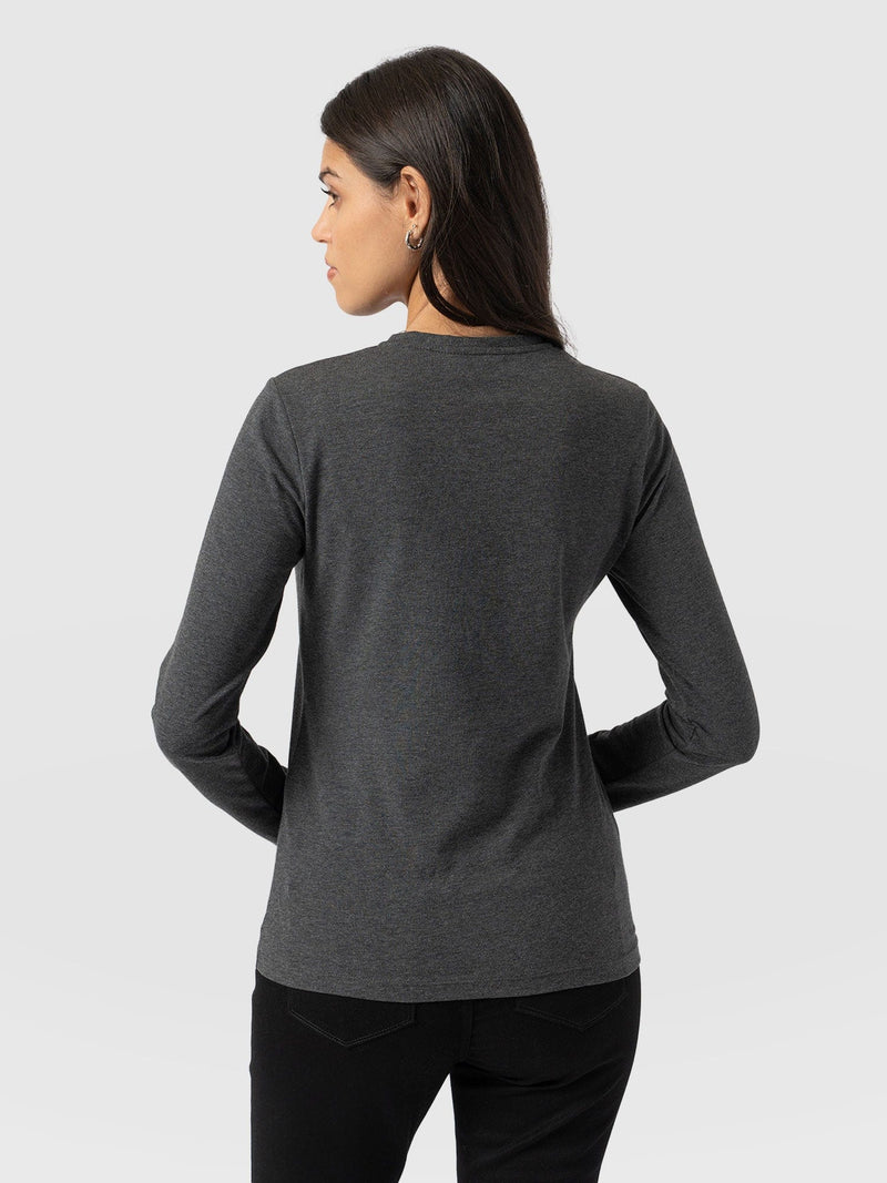 Glen Crew Neck Tee Charcoal - Women's Tops | Saint + Sofia® US