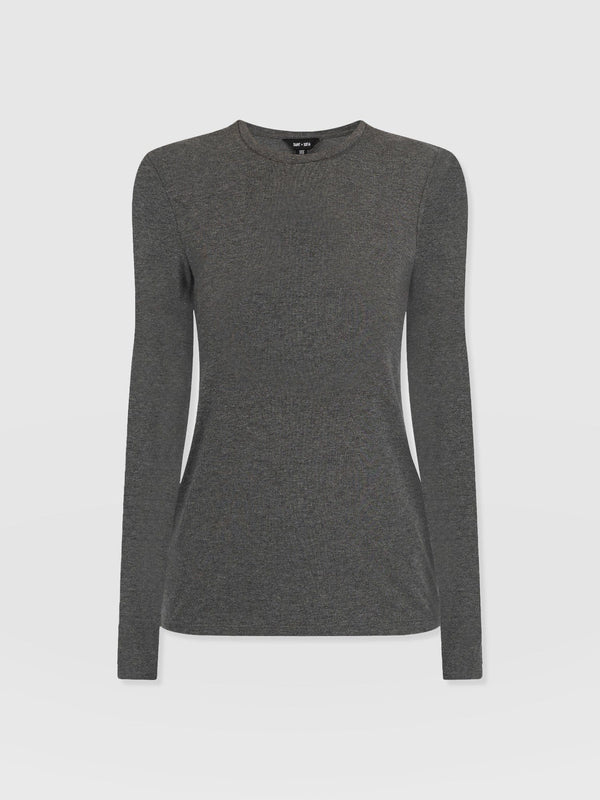 Glen Crew Neck Tee Charcoal - Women's Tops | Saint + Sofia® US