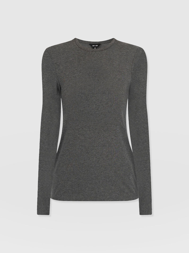 Glen Crew Neck Tee Charcoal - Women's Tops | Saint + Sofia® US