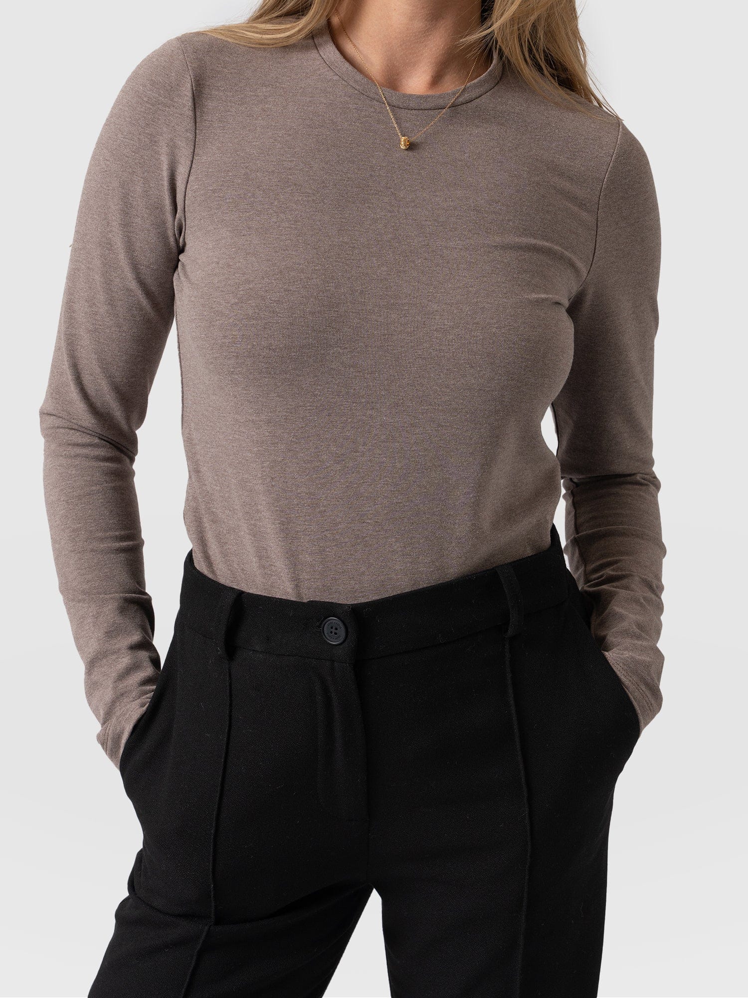 Glen Crew Neck Tee Coco Melange - Women's T-Shirts | Saint + Sofia® USA