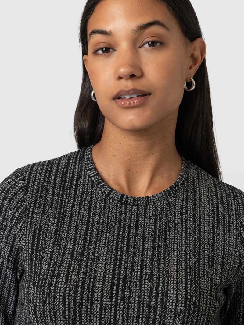 Glen Crew Neck Tee Grey/Black - Women's T-Shirts | Saint + Sofia® US