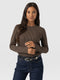 Glen Crew Neck Tee Long Sleeve - Brown Mini Houndstooth