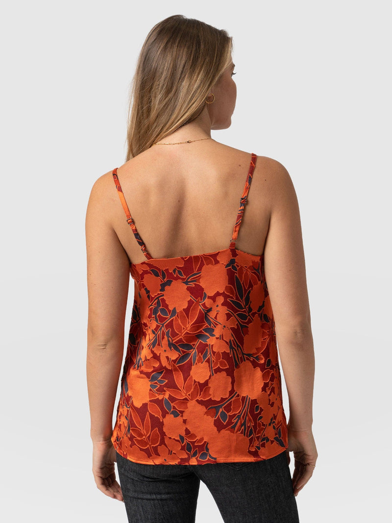 Gloss Cami Orange Floral Burnout - Women's Blouse | Saint + Sofia® USA