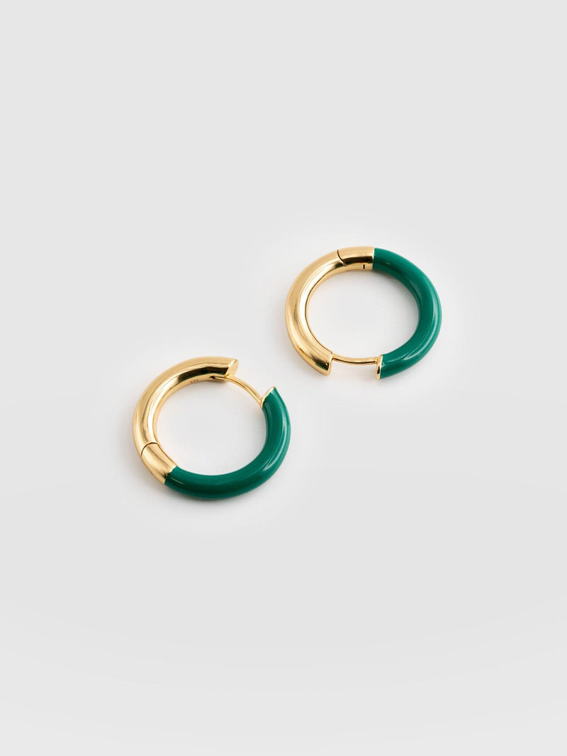 Gold Enamel Hoop Earrings Gold - Women's Jewellery | Saint + Sofia® USA