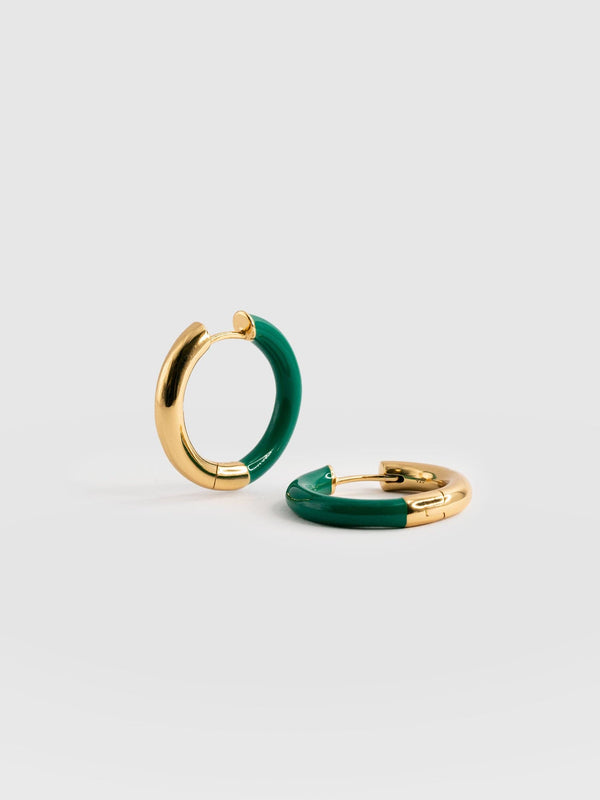 Gold Enamel Hoop Earrings Gold - Women's Jewellery | Saint + Sofia® USA