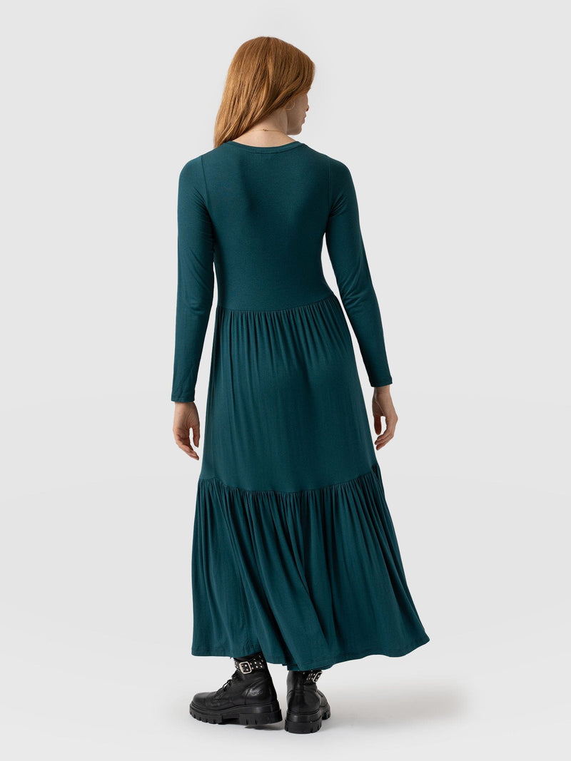 Greenwich Dress Deep Green Long Sleeve - Women's Dresses | Saint + Sofia® USA