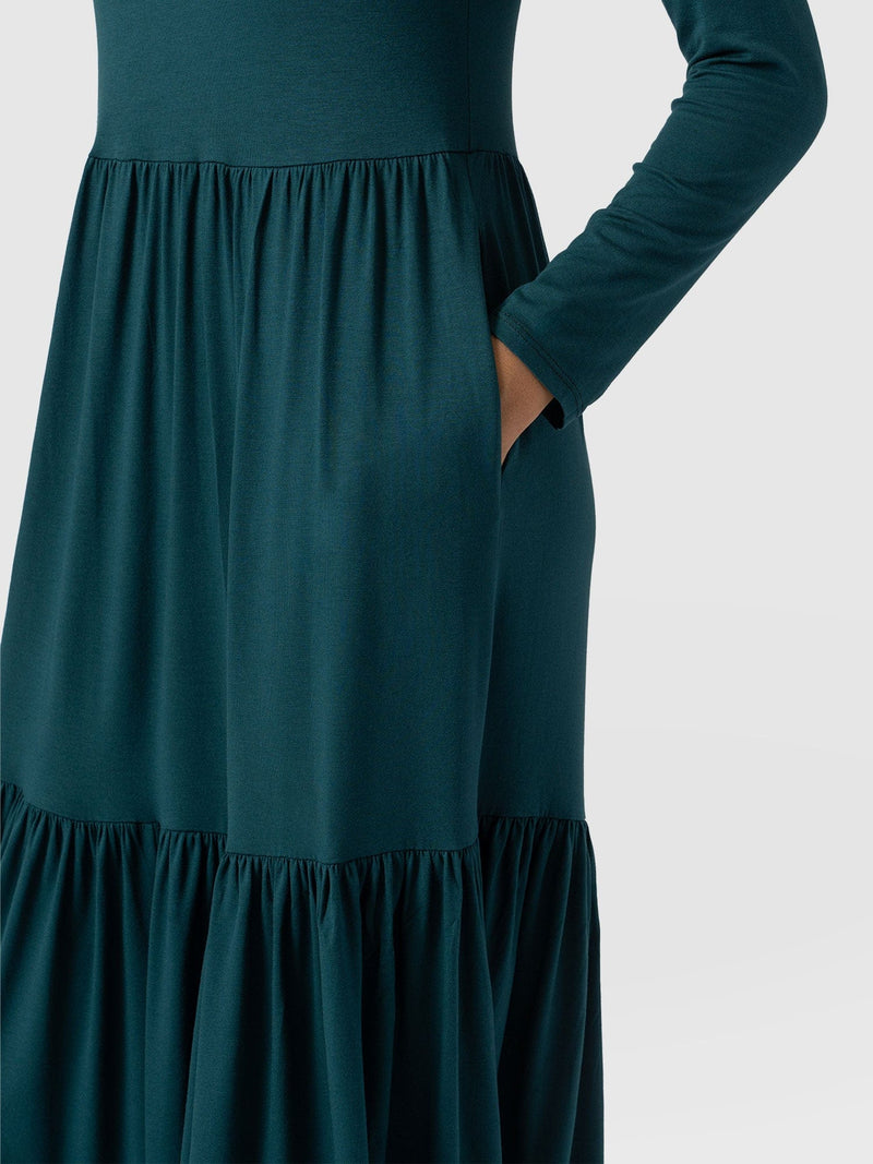 Greenwich Dress Deep Green Long Sleeve - Women's Dresses | Saint + Sofia® USA