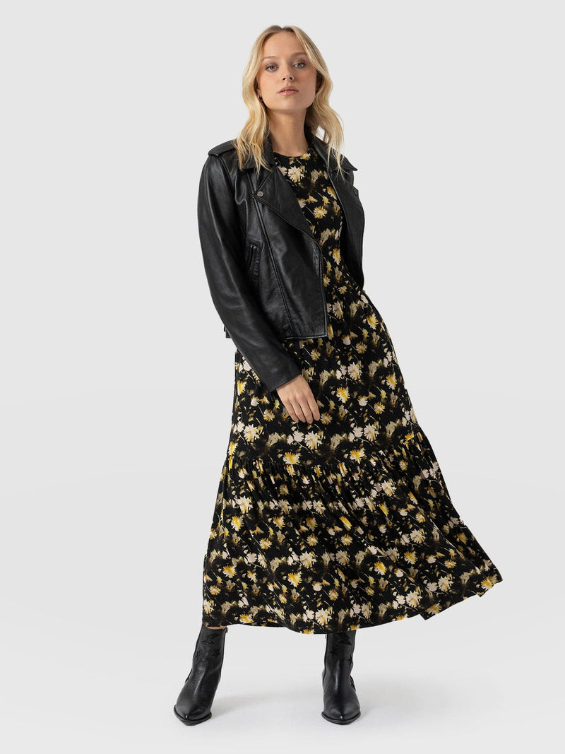 Greenwich Dress Short Sleeve Black Daisy Floral - Women's Dresses | Saint + Sofia® USA