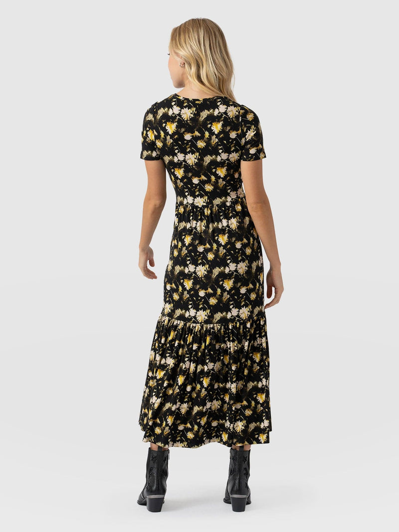 Greenwich Dress Short Sleeve Black Daisy Floral - Women's Dresses | Saint + Sofia® USA