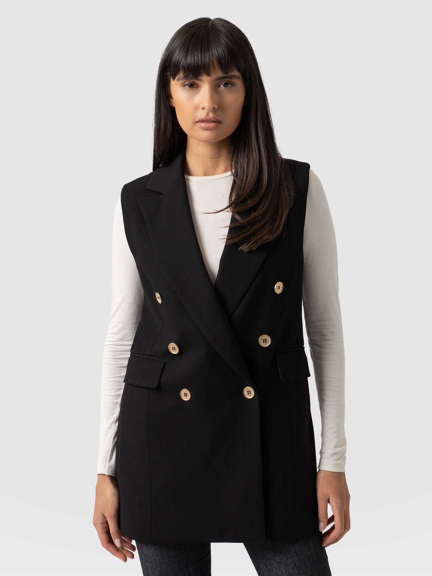 Greenwich Sleeveless Blazer Black - Women's Blazers | Saint + Sofia® USA