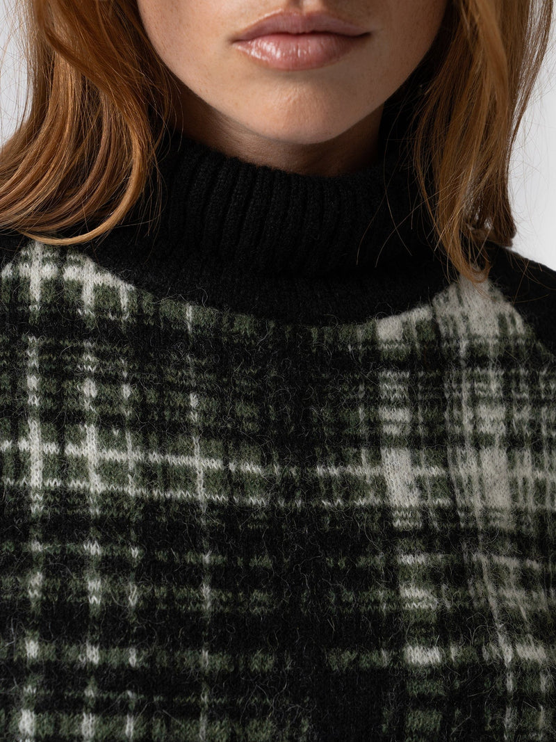 Gwen Raglan Sweater Olive Check - Women's Sweaters | Saint + Sofia® USA