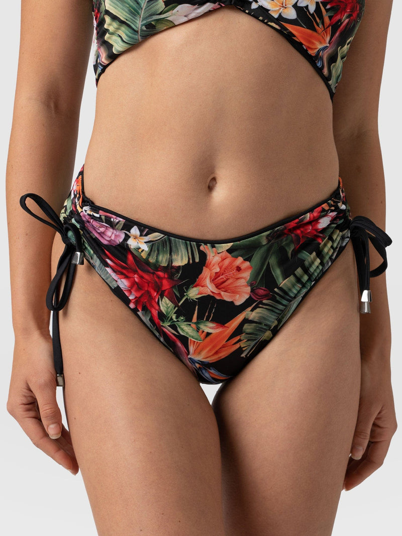 Halina Reversible Bikini Bottom Tropics/Black - Women's Swimwear | Saint + Sofia® USA