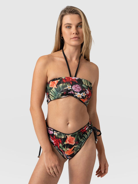 Halina Reversible Bikini Bottom Tropics/Black - Women's Swimwear | Saint + Sofia® USA