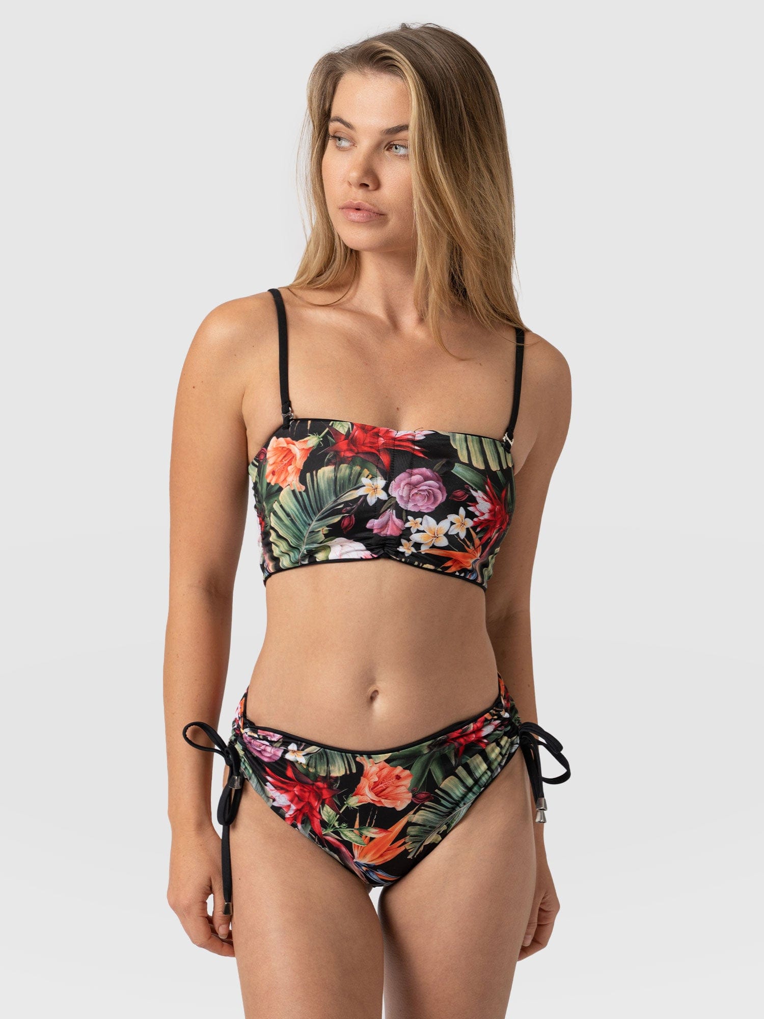 Halina Reversible Bikini Top Tropics/Black - Women's Swimwear | Saint + Sofia® USA