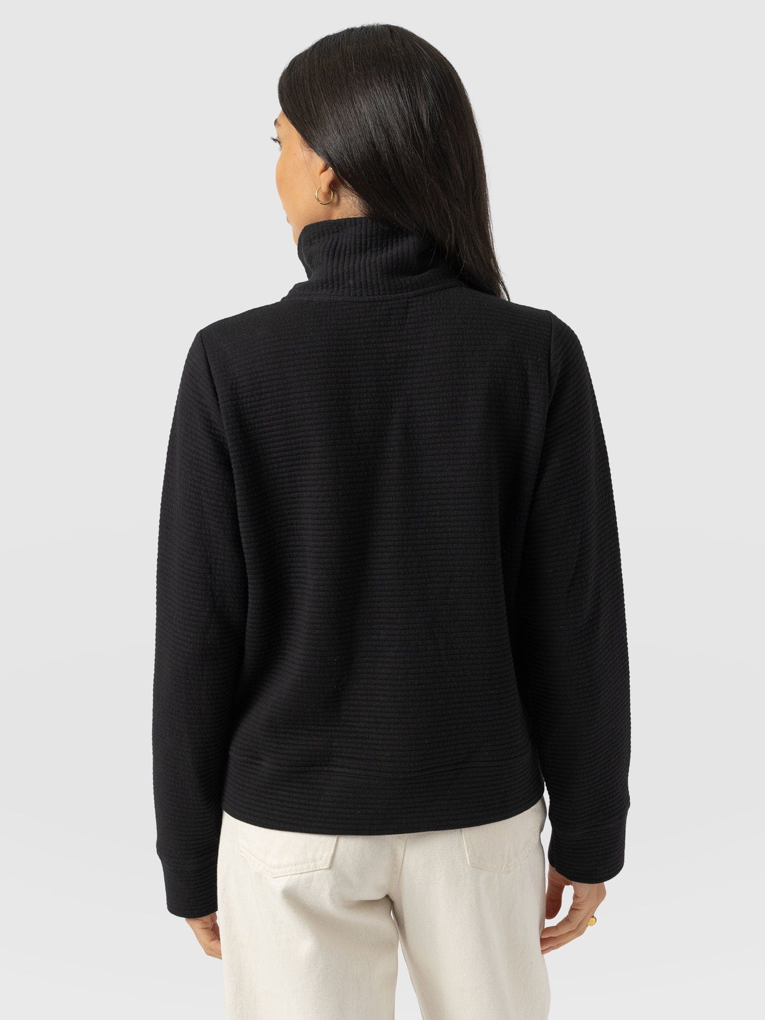 Halsey Quarter Zip - Black Ottoman - Women's Sweaters | Saint + Sofia® USA