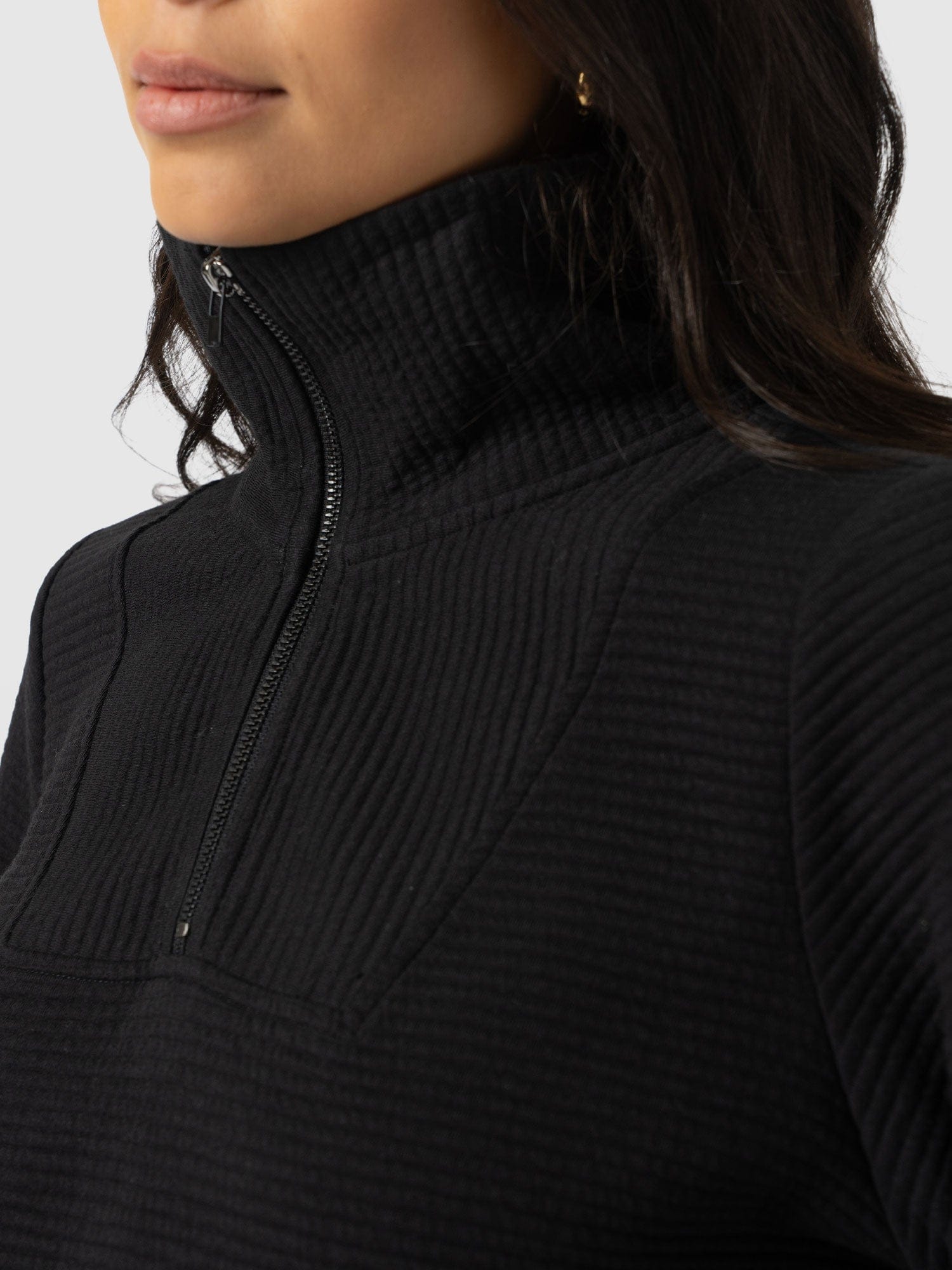 Halsey Quarter Zip - Black Ottoman - Women's Sweaters | Saint + Sofia® USA