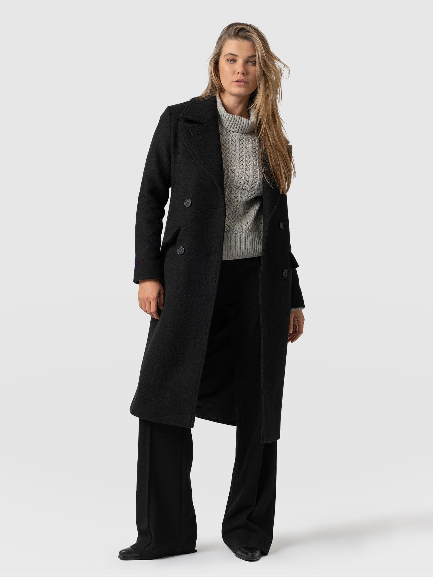 Womens black clearance mid length coat