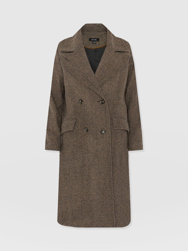 Hampton Coat - Brown Chevron - Women's Outerwears | Saint + Sofia® USA