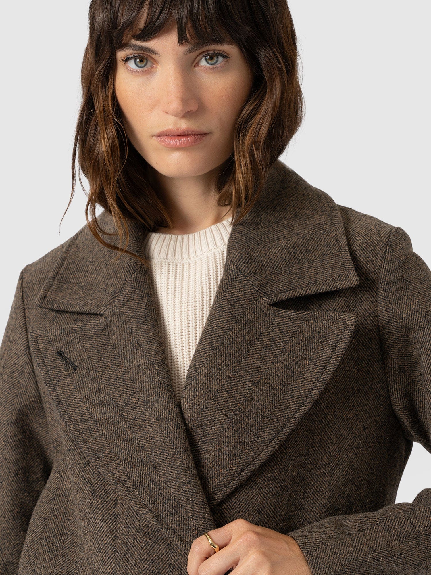 Hampton Coat - Brown Chevron - Women's Outerwears | Saint + Sofia® USA