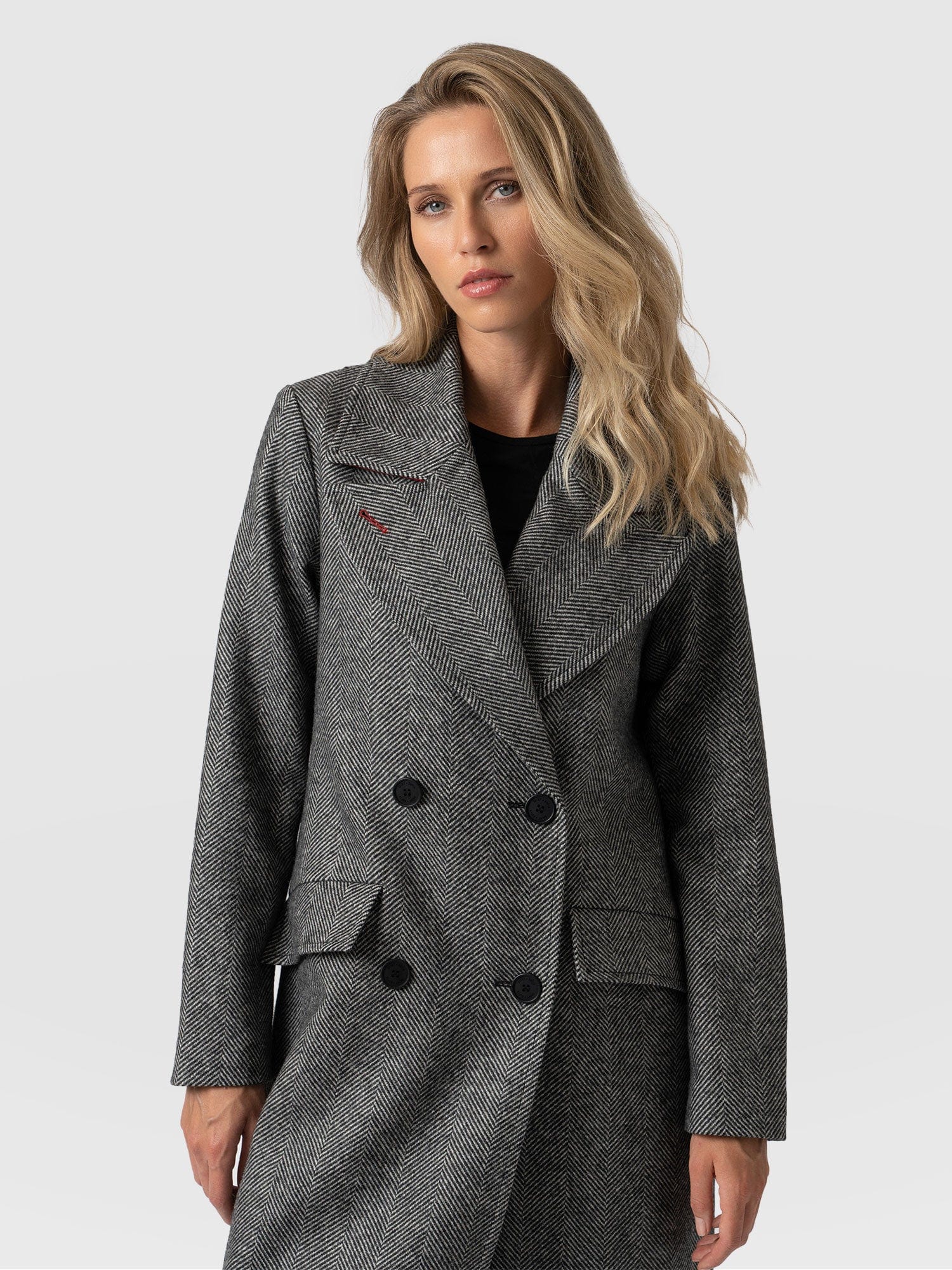 Hampton Coat Monochrome Chevron - Women's Coats | Saint + Sofia® USA