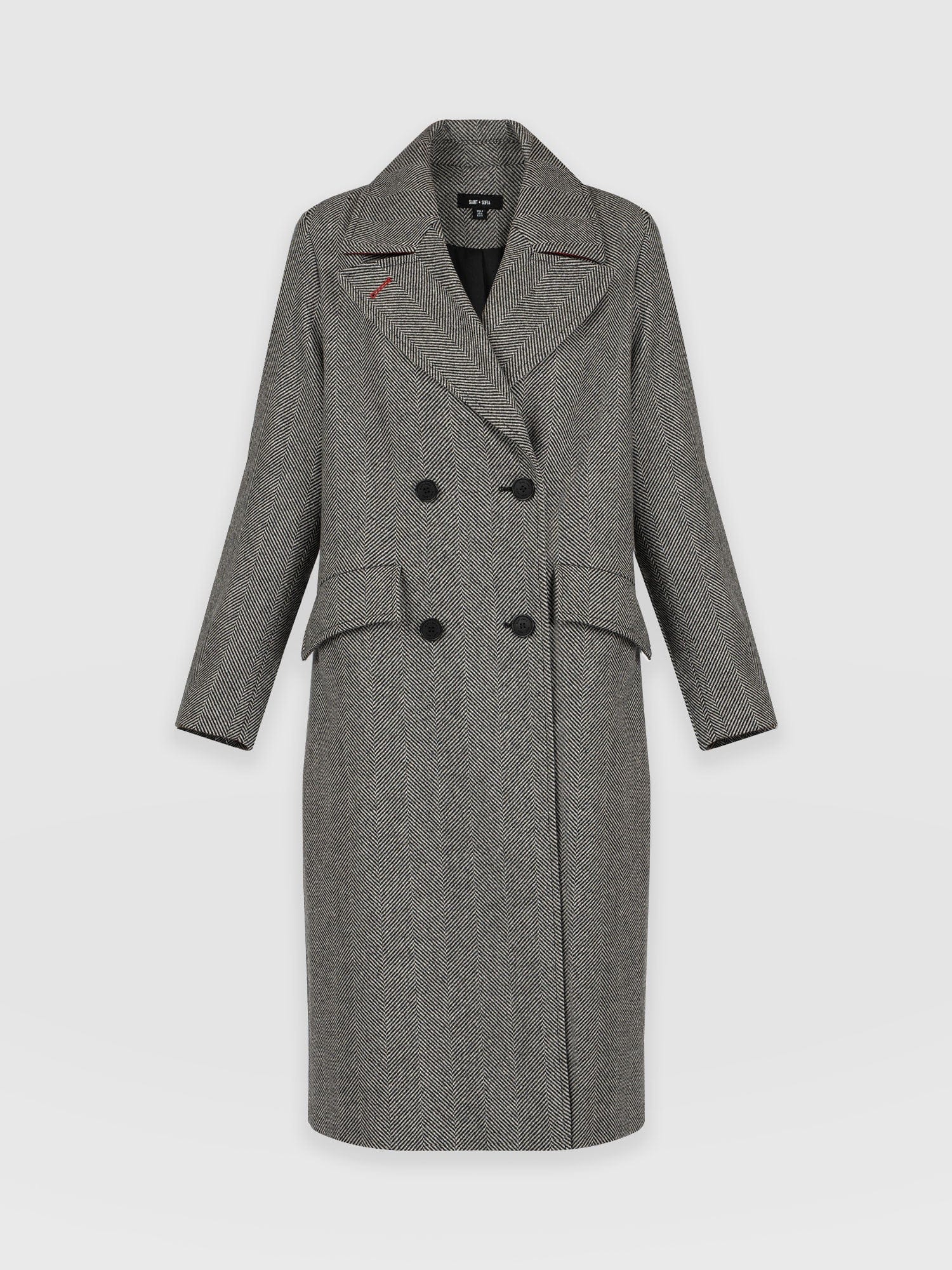Hampton Coat Monochrome Chevron - Women's Coats | Saint + Sofia® USA