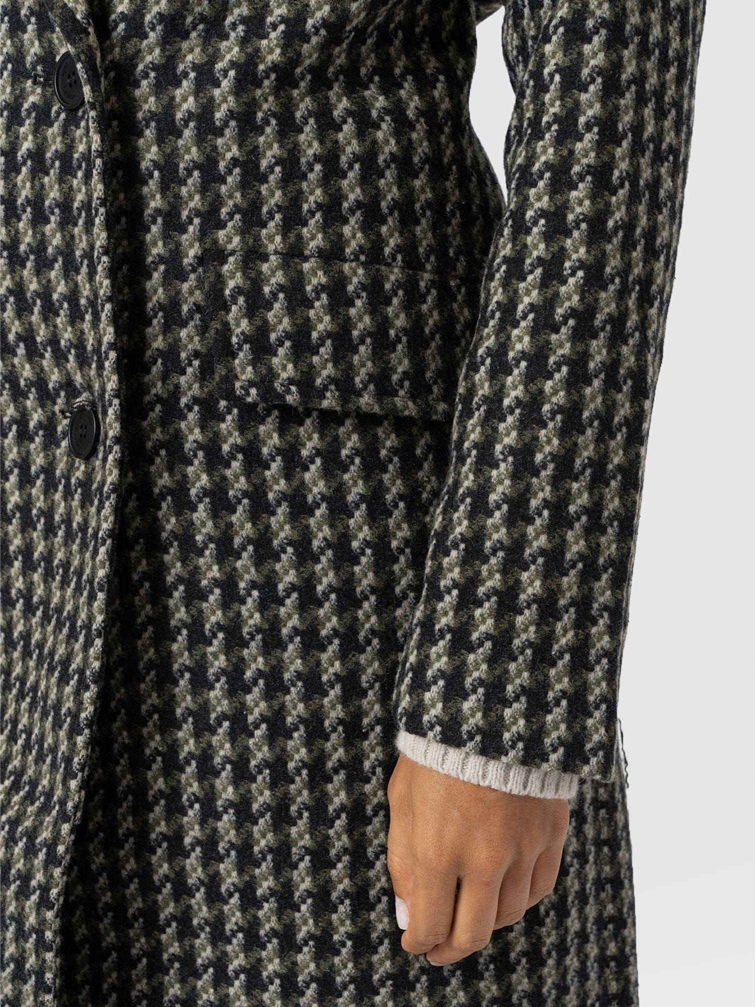 Hampton Coat Olive Houndstooth - Women's Coats | Saint + Sofia® USA