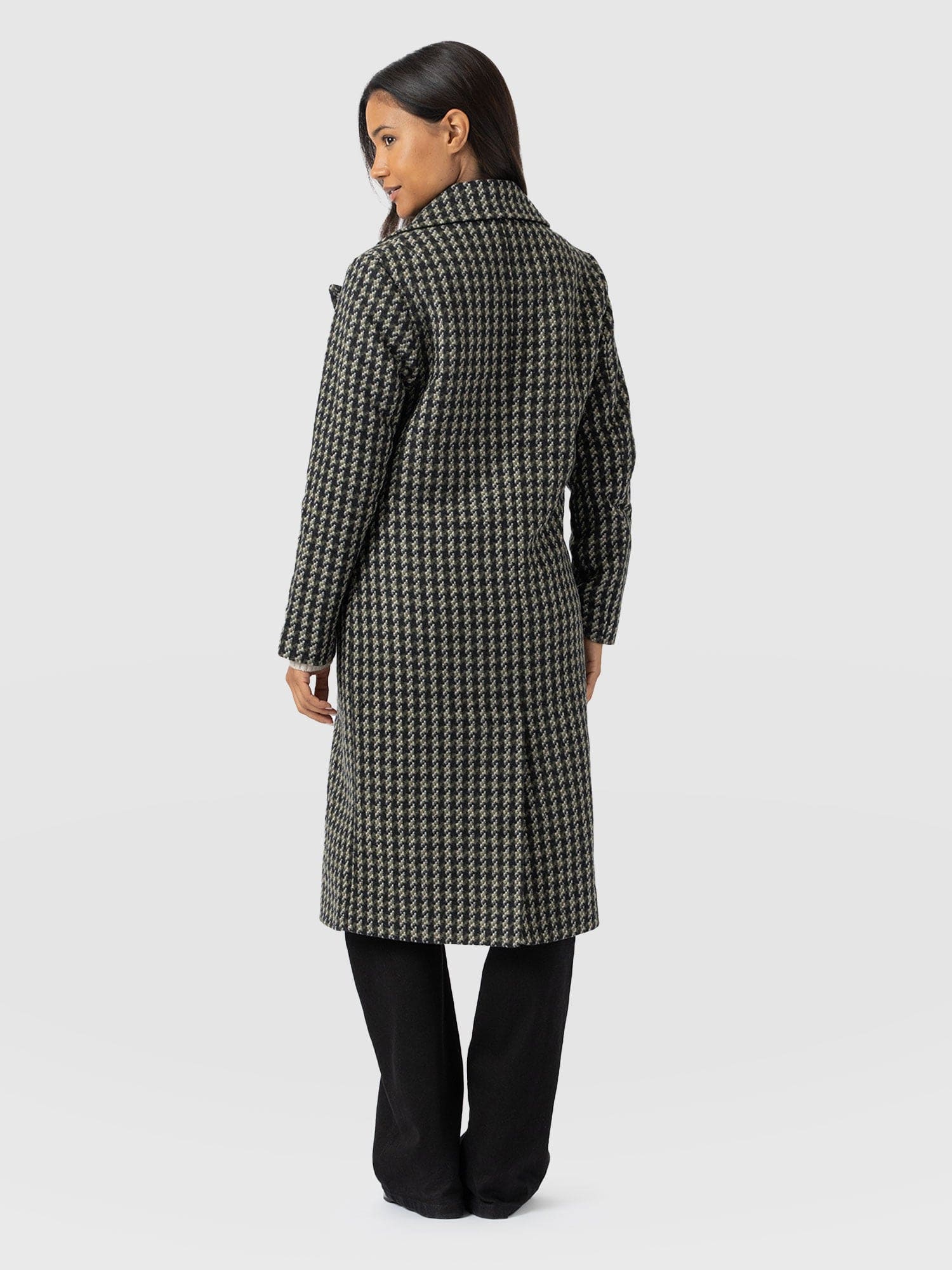 Hampton Coat Olive Houndstooth - Women's Coats | Saint + Sofia® USA