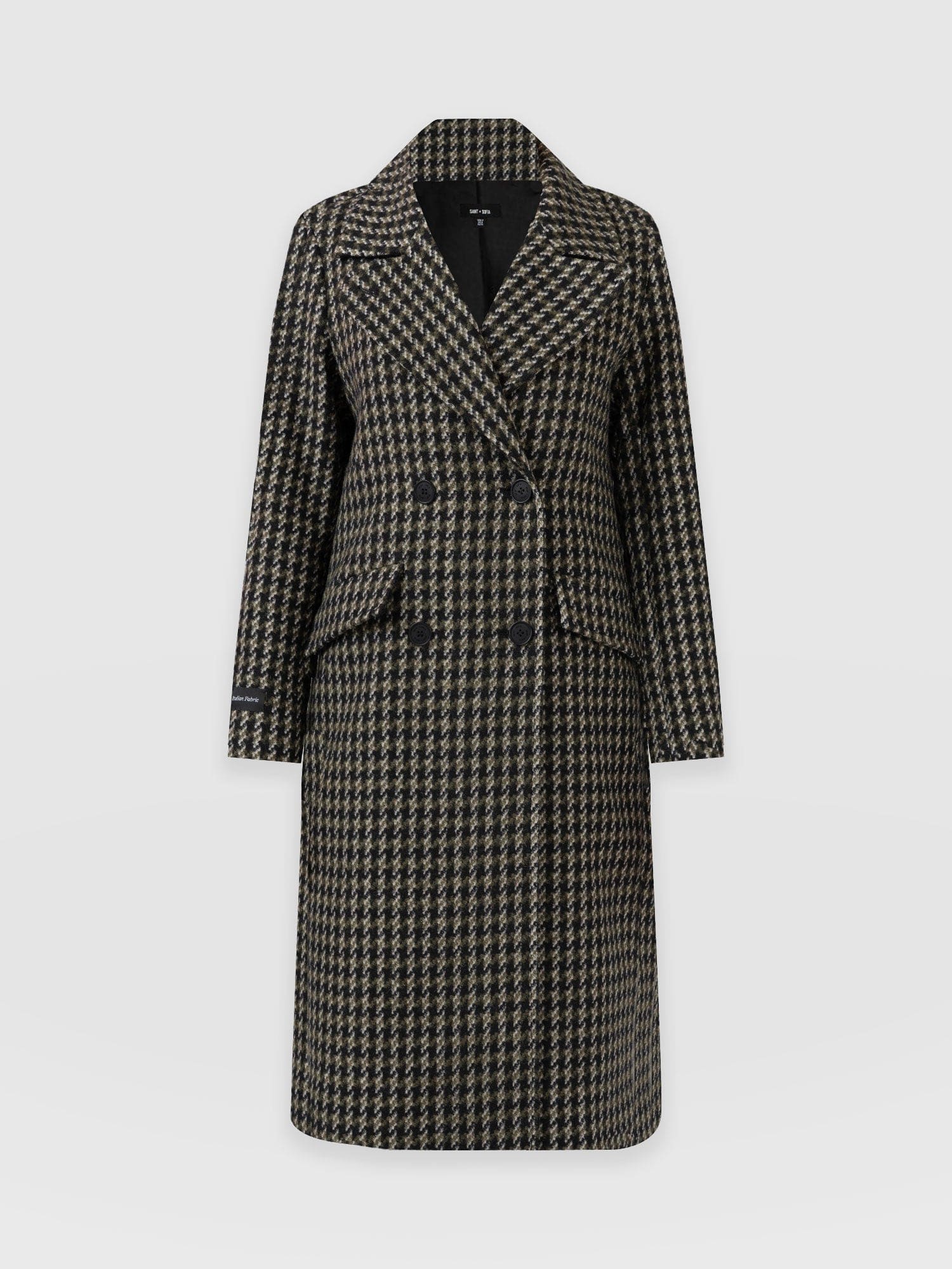 Hampton Coat Olive Houndstooth