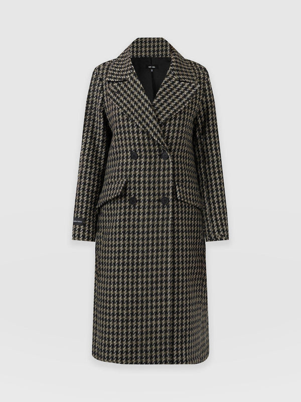 Hampton Coat Olive Houndstooth - Women's Coats | Saint + Sofia® USA