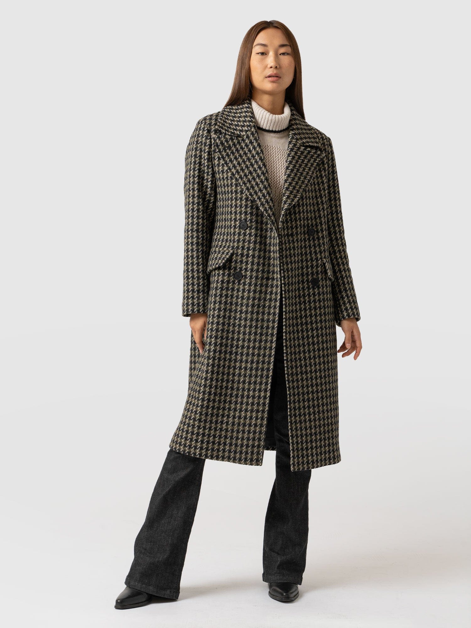 Houndstooth coat womens on sale