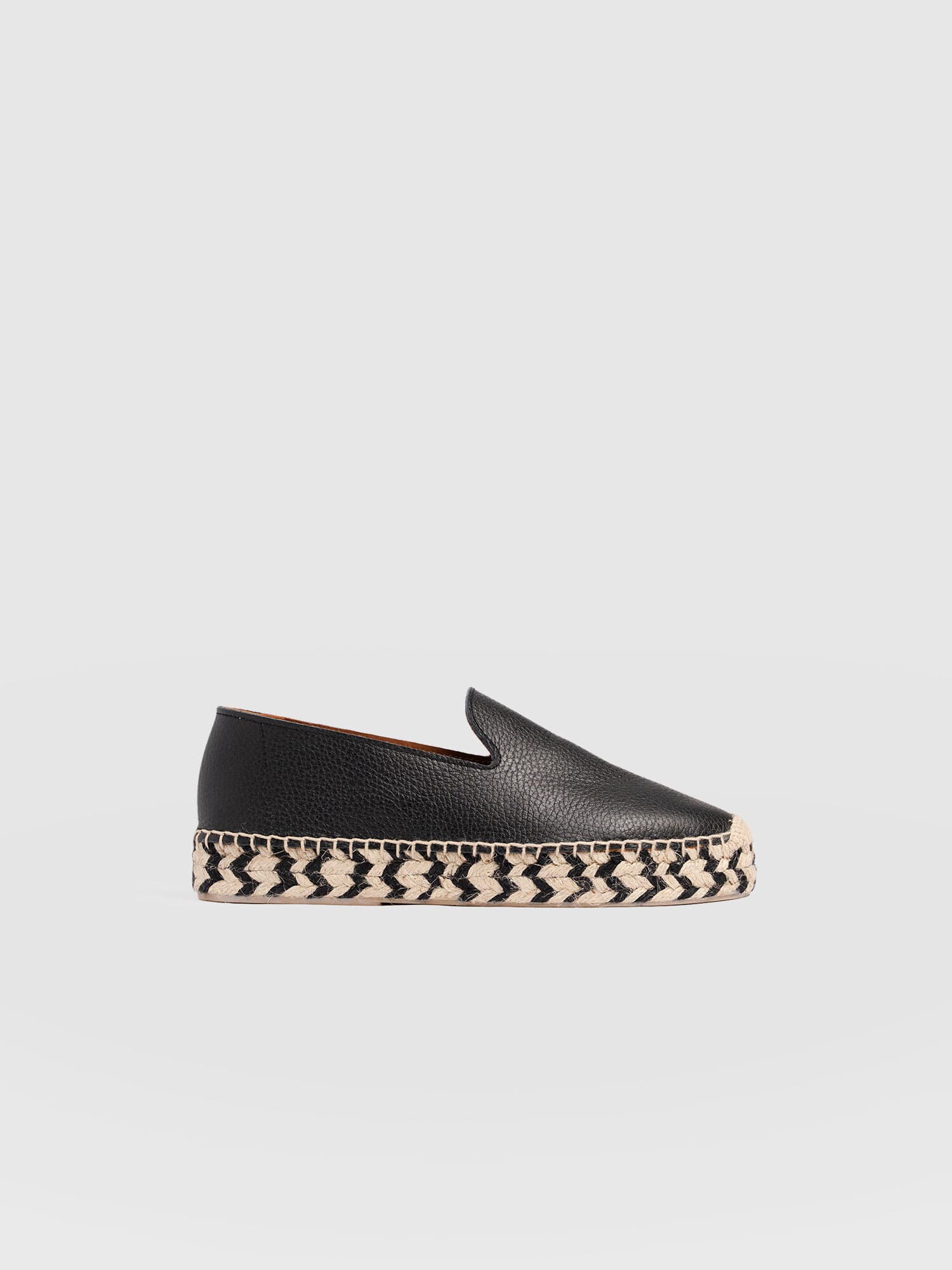 Hampton Espadrilles - Black Leather - Women's Shoes | Saint + Sofia® USA