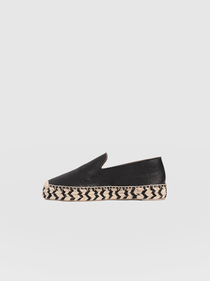 Hampton Espadrilles - Black Leather - Women's Shoes | Saint + Sofia® USA
