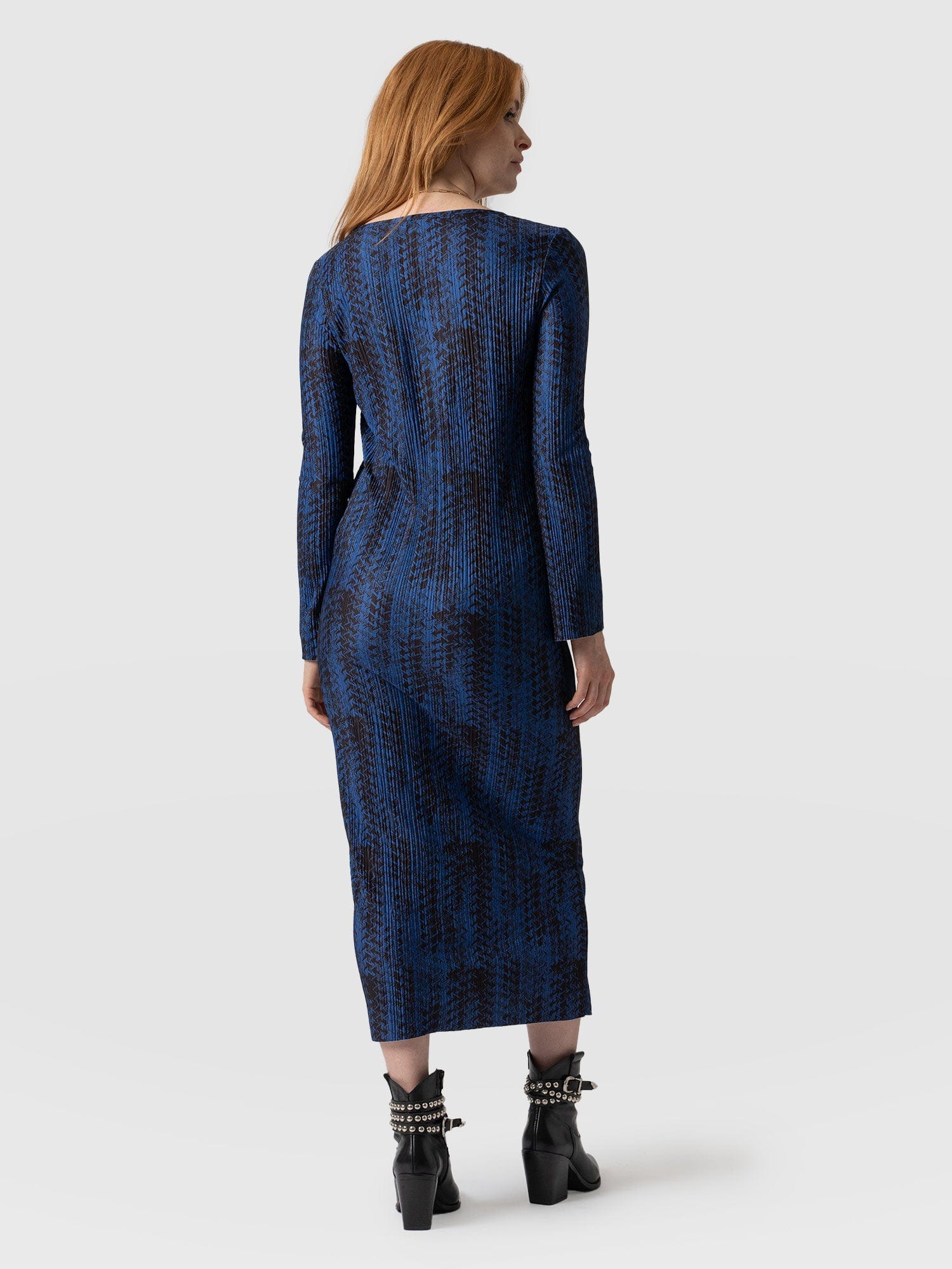 Hanna Plisse Dress Navy Ripple - Women's Dresses | Saint + Sofia® USA