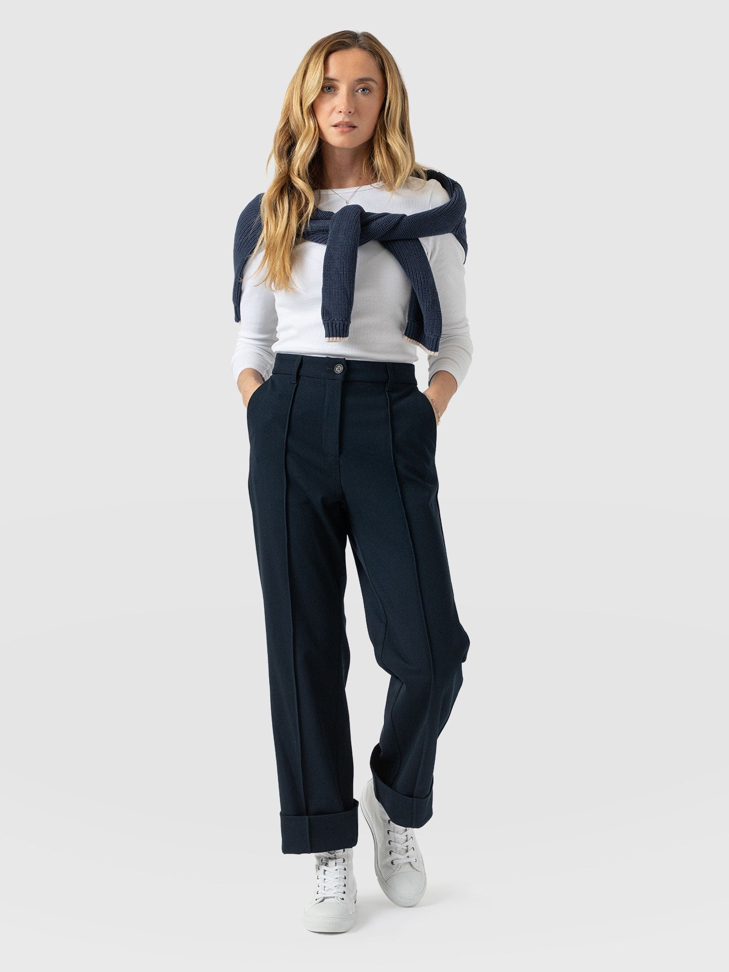 Harlow Straight Leg Pant - Navy - Women's Trousers | Saint + Sofia® USA